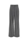 PT TORINO MELANGE GREY STRETCH WOOL BLEND WIDE-LEG PANT