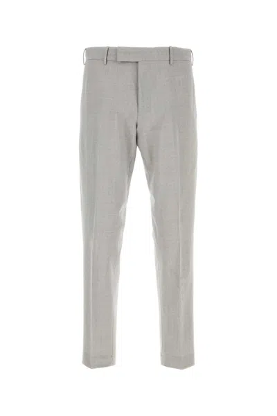 Pt Torino Wool Trousers With Pleated Front And Cuffed Hem In Grey