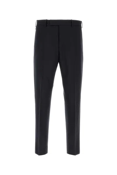 Pt Torino Melange Light Grey Stretch Wool Pant In Black