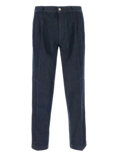 Pt Torino Trousers Cotton Front Pleats In Blue