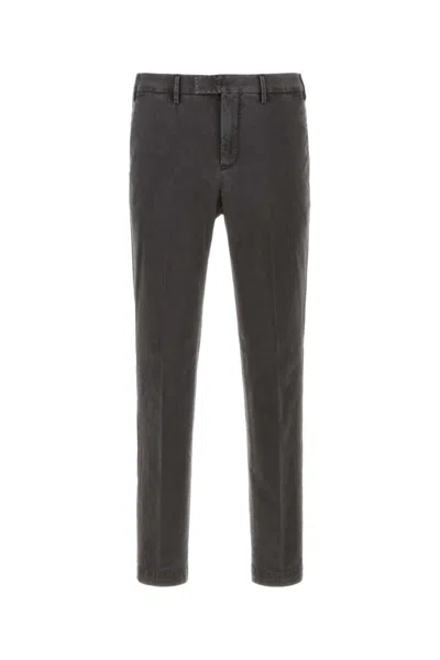 Pt Torino Men Dark Grey Flat Front Pants In Gray