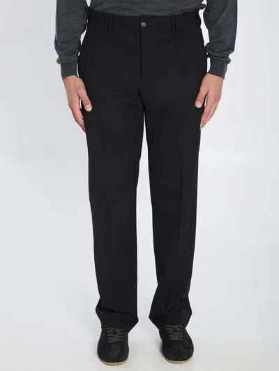 Pt Torino Wool Trousers Mid-rise Waist In Black