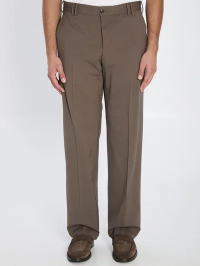 Pt Torino Wool Trousers Mid-rise Waist In Brown