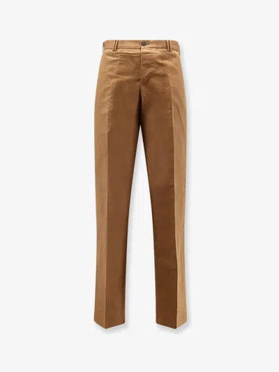 Pt Torino Michael Reworked Linen And Cotton Trousers In Brown
