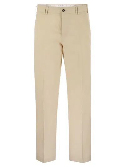 Pt Torino Michael - Straight-leg Cotton Linen Trousers In Light Beige