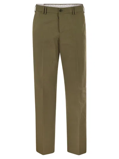 Pt Torino Michael Straight Leg Cotton Linen Trousers In Green