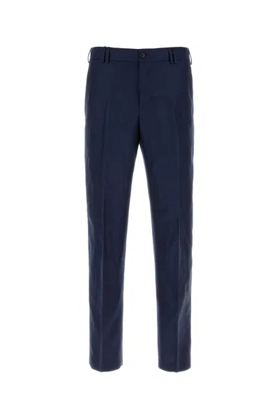 Pt Torino Michael Straight-leg Wool-linen Blend Pant In Blue