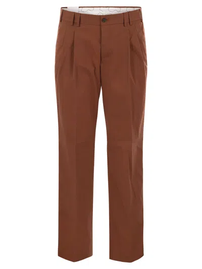 Pt Torino Michael - Stretch Cotton Blend Trousers In Brick