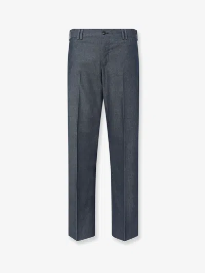 Pt Torino Michael Trousers In A Wool And Cotton Blend In Blue