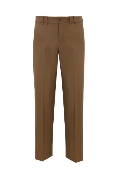 Pt Torino Michael Trousers In Wool Blend In Marrone Medio