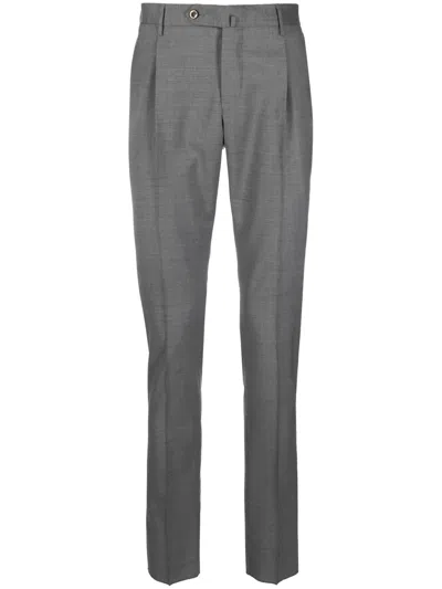 Pt Torino Mid-rise Tailored Trousers In Grau