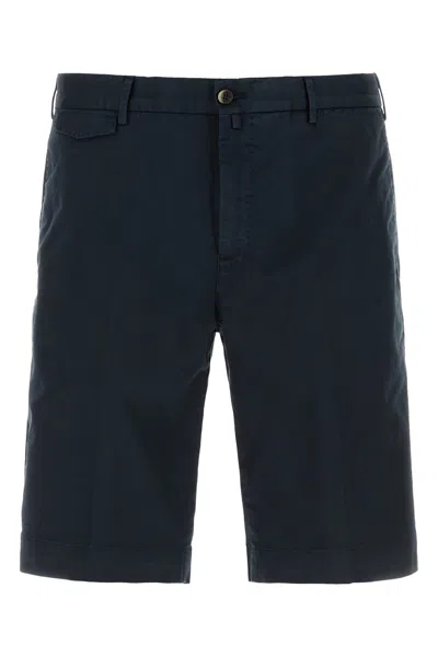 Pt Torino Midnight Blue Stretch Cotton Bermuda Shorts In Black