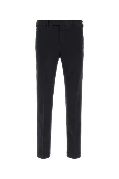 Pt Torino Midnight Blue Stretch Cotton Pant In Black