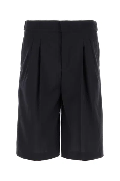 Pt Torino Midnight Blue Stretch Polyester Blend Bermuda Shorts In Black