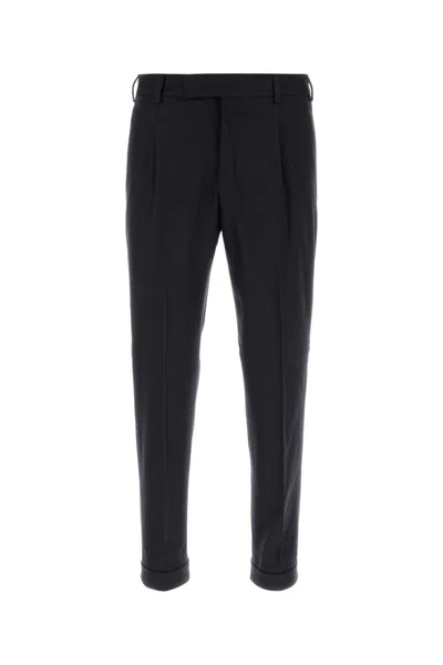 Pt Torino Midnight Blue Stretch Wool Blend Pant In Brown