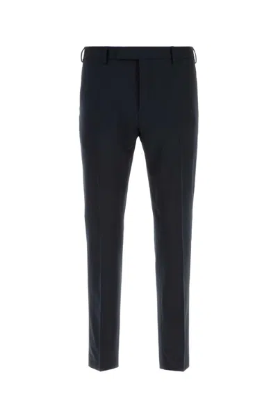 Pt Torino Midnight Blue Stretch Wool Pant In Black