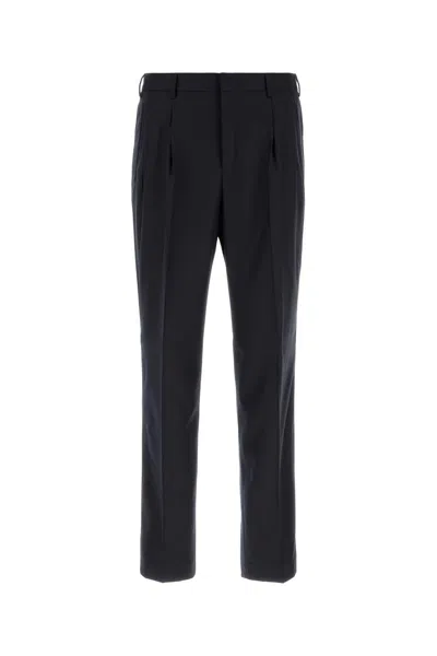 Pt Torino Midnight Blue Stretch Wool Pant In Black