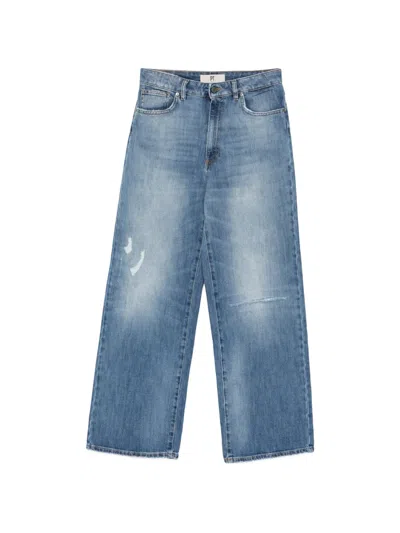Pt Torino Miley Distressed-detail Wide-leg Jeans In Blue