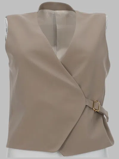 Pt Torino Mini Wool Vest For Women In Brown