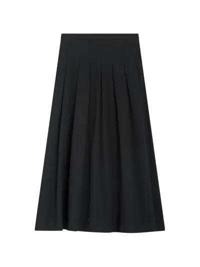 Pt Torino Mirna Cotton Linen Pleated Midi Skirt In Brown