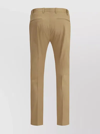 Pt Torino Modern Cotton Pants Feather Detail In Brown