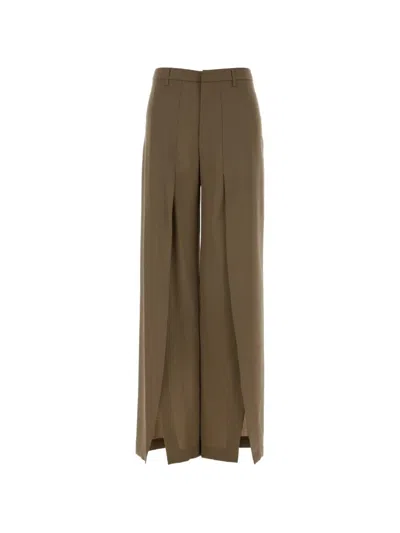 Pt Torino Mud Renee Palazzo Wool Trousers In Brown