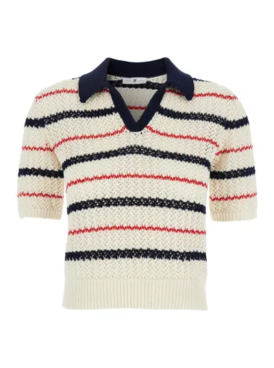 PT TORINO MULTICOLOR V-NECK SWEATER WITH ALL-OVER STRIPED MOTIF
