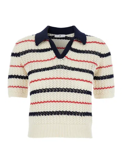 PT TORINO MULTICOLOR V-NECK SWEATER WITH ALL-OVER STRIPED MOTIF IN COTTON WOMAN