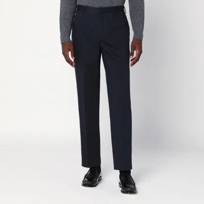 Pt Torino Navy Blue Cotton Trousers