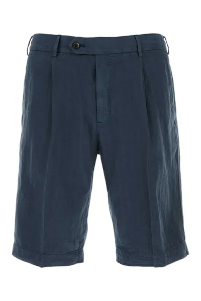 Pt Torino Navy Blue Lyocell Blend Bermuda Shorts