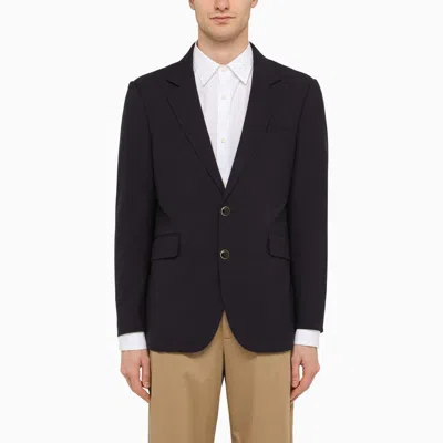 PT TORINO PT TORINO NAVY BLUE SINGLE-BREASTED JACKET IN WOOL BLEND