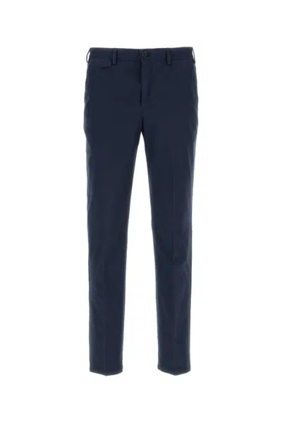 Pt Torino Navy Blue Slim-cut Trousers
