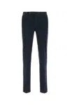 Pt Torino Navy Blue Stretch Cotton Blend Pant In Brown
