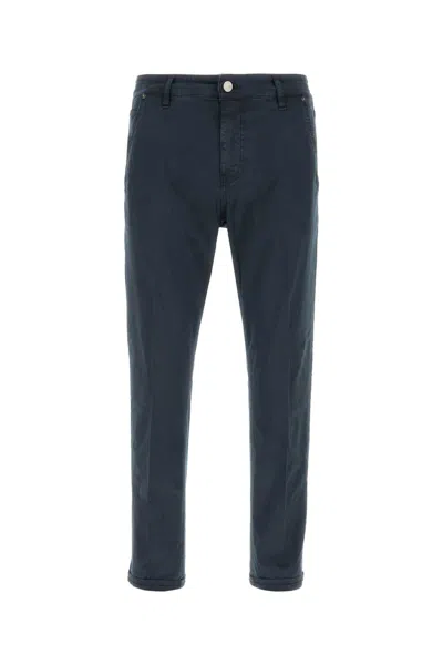 Pt Torino Navy Blue Stretch Cotton Pant