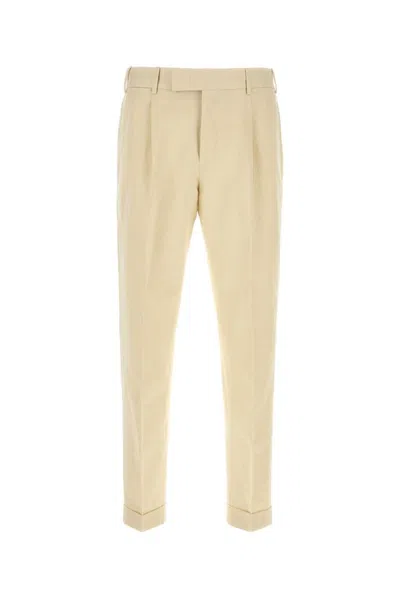 Pt Torino Navy Blue Stretch Cotton Pant In Neutral