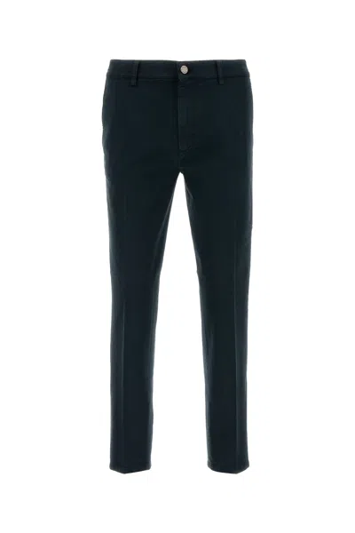 Pt Torino Navy Blue Stretch Cotton Reggae Pant In Green