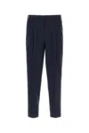Pt Torino Pantalone In Misto Lana Stretch Nero Uomo In Blue