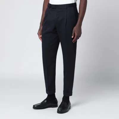Pt Torino Navy Blue Wool Trousers