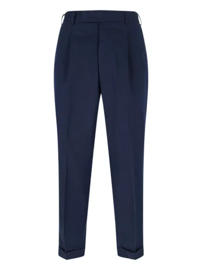 PT TORINO NAVY HIGH-WAISTED CHINO PANTS WITH STRAIGHT LEG DESIGN