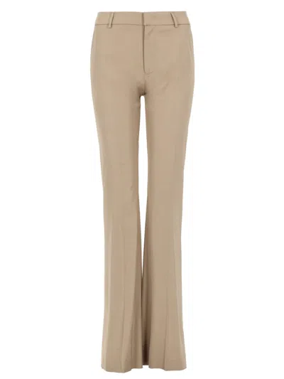 Pt Torino Neutrals Elsa Soft Textured Flared Pants In Brown