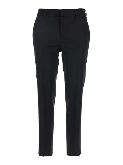 Pt Torino New York Black Pants With Belt Loops In Viscose Stretch Woman