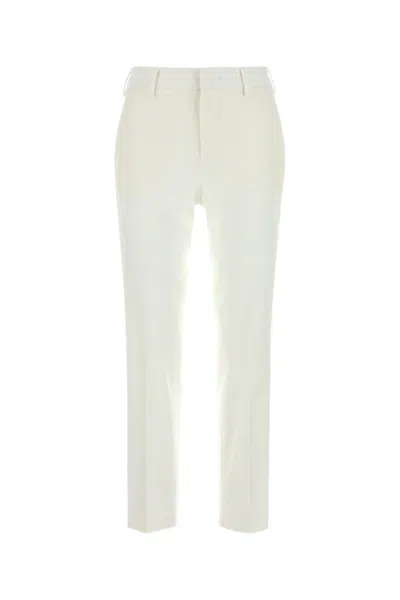 PT TORINO WHITE STRETCH COTTON CIGARETTE PANT
