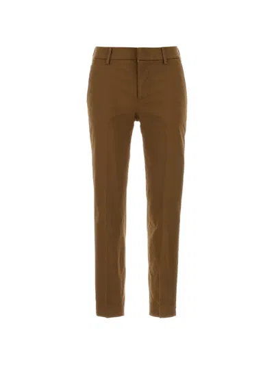 Pt Torino New York Stretch Cotton Pants For Women In Brown