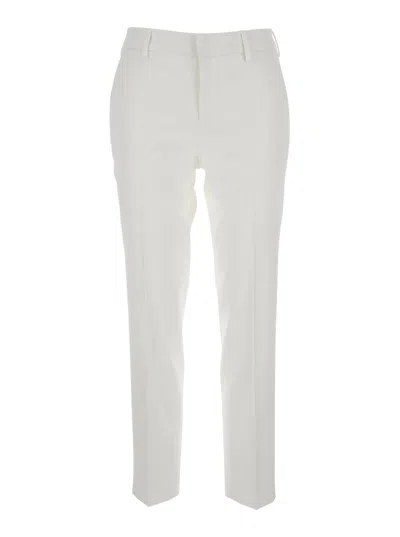 Pt Torino 'new York' White Pants With Belt Loops In Viscose Stretch Woman
