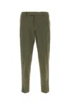 Pt Torino Olive Green Stretch Cotton Pant In Green