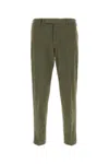 Pt Torino Olive Green Stretch Cotton Pant In Multi