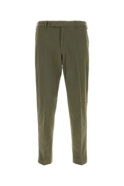 Pt Torino Olive Green Stretch-design Tapered Trousers
