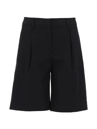 Pt Torino Neutrals Simone Mid-rise Pleated Cotton Shorts In Black