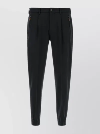 Pt Torino Black Stretch Cotton Blend Pant In 0990