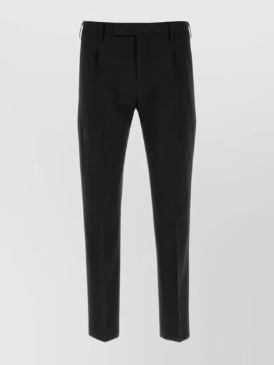 Pt Torino Pant Wool Stretch Front Pleats In Black